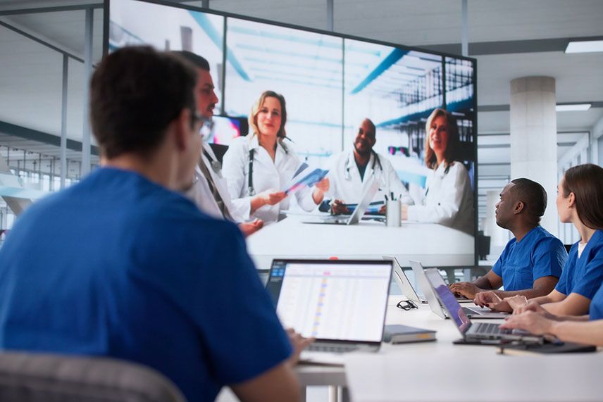 Veterinarian participating in a peer support conversation